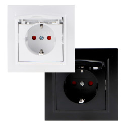 Enchufe Tipo Schuko Con Tapa - EP  Blanco
