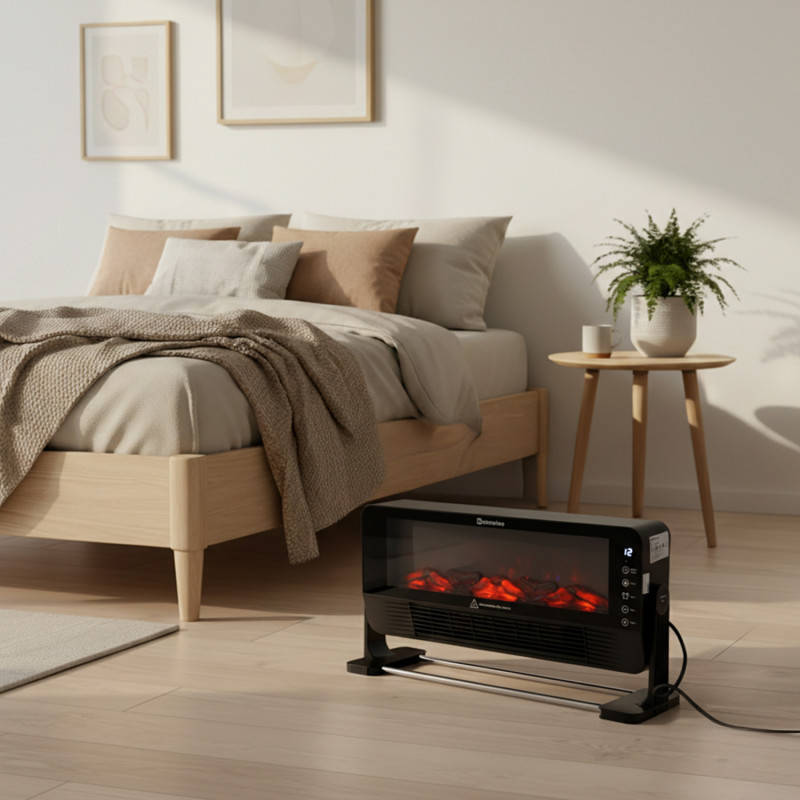 Calefactor Eléctrico Black Calls 2000W con Efecto llama