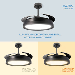 Ventilador de techo LED Black II Yeray Ø107 cm - DSC  CCT