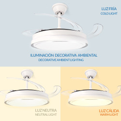 Ventilador de techo LED White Hood Ø107 cm  CCT