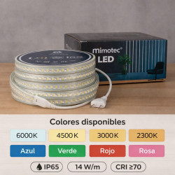 Tira de LED 220VAC SMD Eco 14,4W/m - 50 metros  Azul