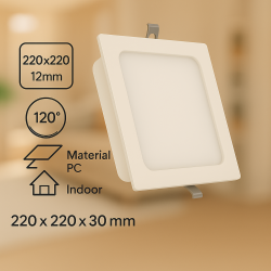 Downlight LED Cuadrado Serie Eco 20W  6500K