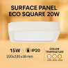 Panel de Superficie Serie Eco Cuadrado 20W  3000K