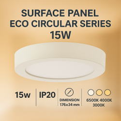 Panel de Superficie Serie Eco Circular 15W  3000K