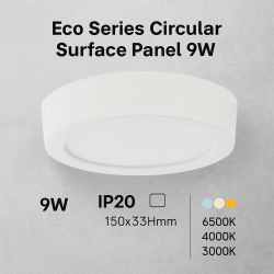 Panel de Superficie Serie Eco Circular 9W  6500K