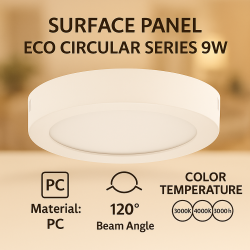 Panel de Superficie Serie Eco Circular 9W  6500K