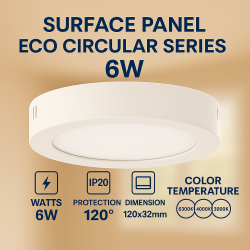 Panel de Superficie Serie Eco Circular 6W  4000K