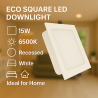Downlight LED Cuadrado Serie Eco 15W  4000K