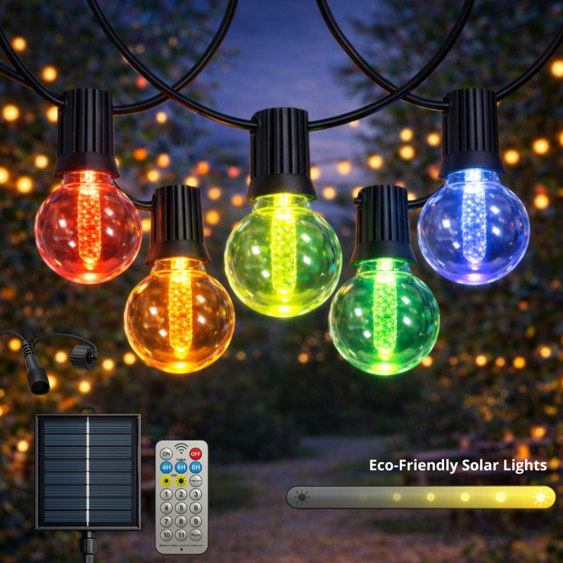 Guirnalda Led Solar de 15 bombillas 7,5M Exterior IP54 RGBW  RGB+W