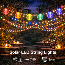Guirnalda Led Solar de 15 bombillas 7,5M Exterior IP54 RGBW  RGB+W