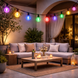 Guirnalda Led Solar de 15 bombillas 7,5M Exterior IP54 RGBW  RGB+W