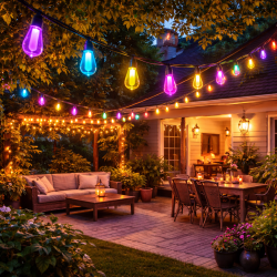 Guirnalda Led Solar de 10 bombillas 8M Exterior IP54 RGBW  RGB+W