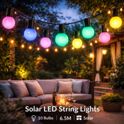 Guirnalda Led Solar de 10 bombillas 6,5M Exterior IP54 RGBW  RGB+W