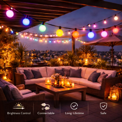 Guirnalda Led Solar de 10 bombillas 6,5M Exterior IP54 RGBW  RGB+W
