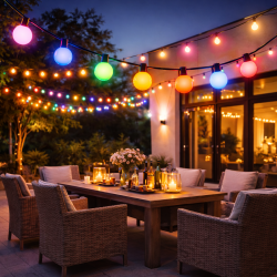 Guirnalda Led Solar de 10 bombillas 6,5M Exterior IP54 RGBW  RGB+W