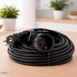 Prolongador schuko con tapa IP44 (3x1.5mm) 5 metros, Negro