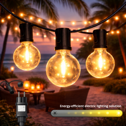 Guirnalda de 15 bombillas 7,5M Exterior IP44 cable eléctrico  2700K