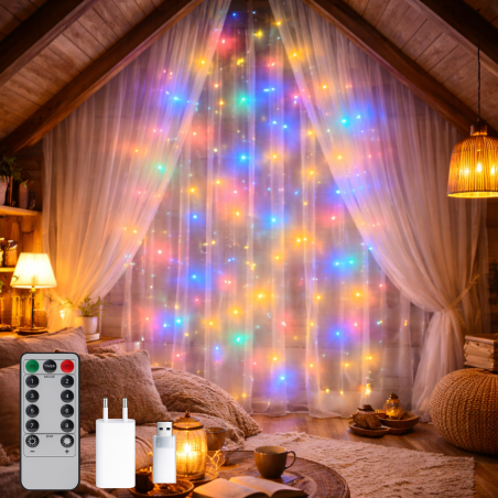 Cortina de Guirnalda Exterior LED con Usb 3*3m Double RGB  RGB