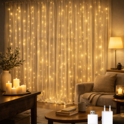 Cortina de Guirnalda Exterior LED con Usb 3*1m  2700K