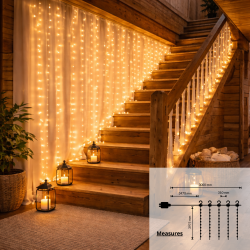 Cortina de Guirnalda Exterior LED con Usb 3*3m  2700K