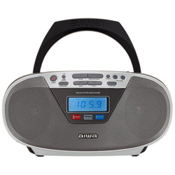 Radio cd aiwa boombox bbtu-400sl/ 6w/ negra y plateada