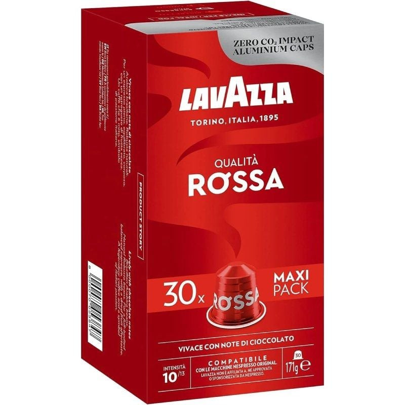 Cápsula lavazza qualitá rossa para cafeteras nespresso/ caja de 30 Cápsula lavazza qualitá rossa para cafeteras nespresso/ caja de 30