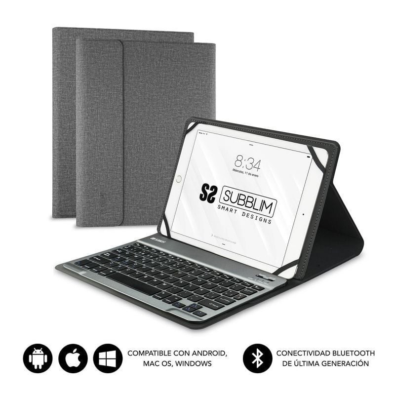 Funda con teclado subblim keytab pro bluetooth para tablets de 10.1'-10.8'/ gris Funda con teclado subblim keytab pro bluetooth para tablets de 10.1'-10.8'/ gris