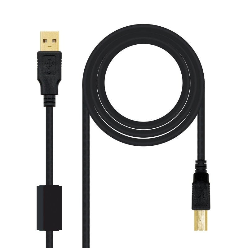 Cable usb 2.0 impresora nanocable 10.01.1203/ usb tipo-b macho - usb macho/ 3m/ negro
