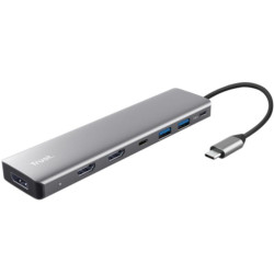 Docking usb tipo-c trust dalyx/ 2xusb/ 2xhdmi/ 1xdisplayport/ 1xusb tipo-c pd/ gris