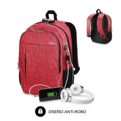 Mochila subblim urban lock para portátiles hasta 16'/ puerto usb/ antirrobo/ roja