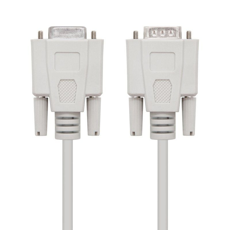 Cable serie rs232 nanocable 10.14.0203/ db9 macho - db9 hembra/ 3m/ beige