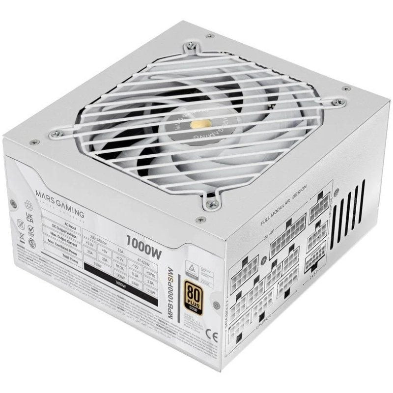 Fuente de alimentación mars gaming mpb1000psi/ 1000w/ ventilador 14cm/ 80 plus gold/ blanca Fuente de alimentación mars gaming mpb1000psi/ 1000w/ ventilador 14cm/ 80 plus gold/ blanca