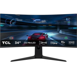 Monitor gaming curvo tcl 34r83q 34'/ wqhd/ 1ms/ 170hz/ va/ regulable en altura/ blanco y negro
