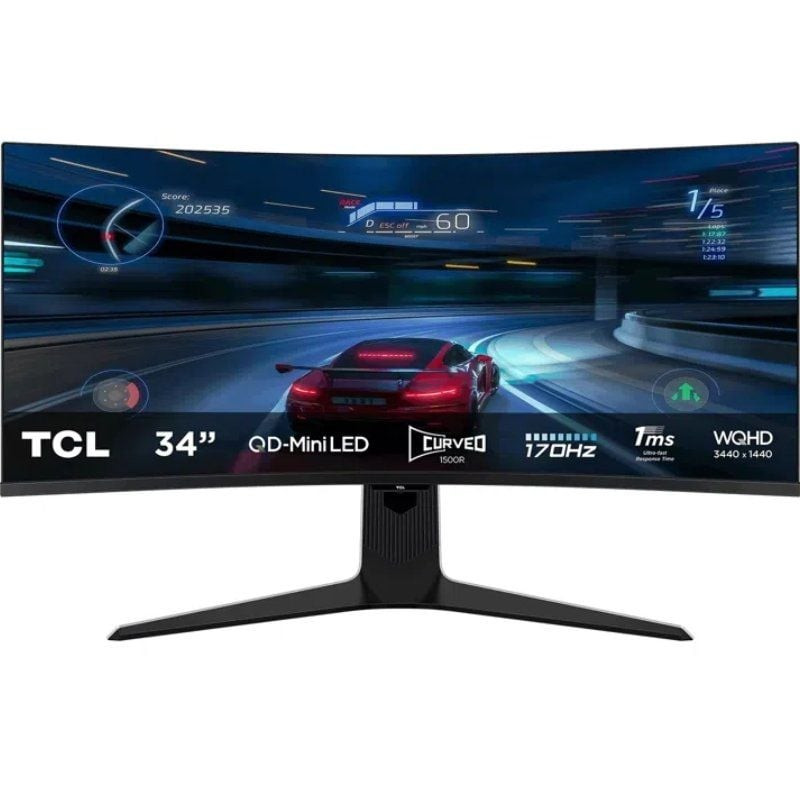 Monitor gaming curvo tcl 34r83q 34'/ wqhd/ 1ms/ 170hz/ va/ regulable en altura/ blanco y negro Monitor gaming curvo tcl 34r83q 34'/ wqhd/ 1ms/ 170hz/ va/ regulable en altura/ blanco y negro