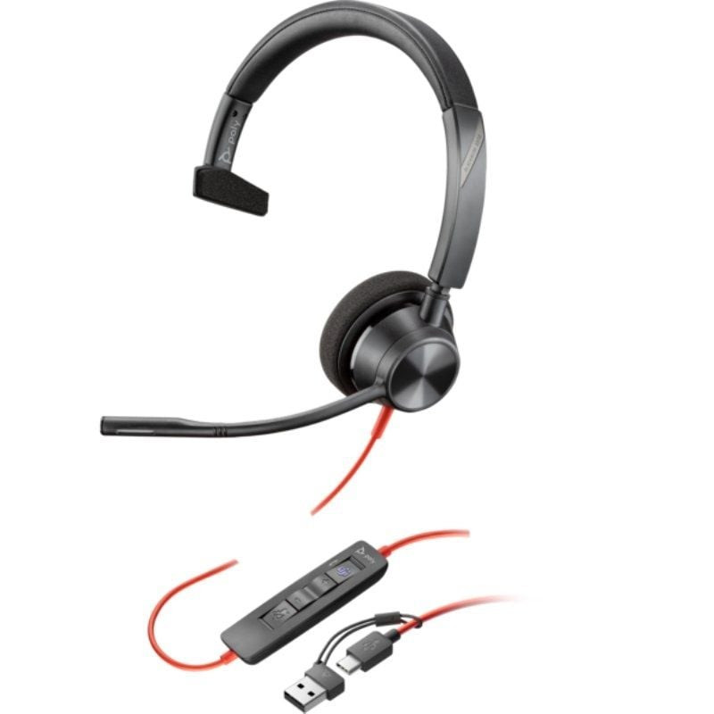 Auricular poly blackwire 3310 para microsoft teams + adaptador usb-c/a/ con micrófono/ usb tipo-c/ negro Auricular poly blackwire 3310 para microsoft teams + adaptador usb-c/a/ con micrófono/ usb tipo-c/ negro