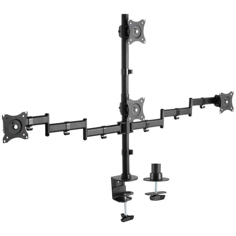 Soporte de mesa para 4 monitores y tv aisens dt27tsr-379/ giratorio/ inclinable/ hasta 8kg