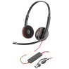 Auriculares poly blackwire 3220 + adaptador usb-c/a/ con micrófono/ usb tipo-c/ bulk/ negros