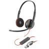 Auriculares poly blackwire 3220 + adaptador usb-c/a/ con micrófono/ bulk/ negros