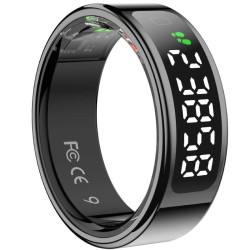 Anillo inteligente leotec kör mau smart ring talla 9/ ø19.1mm/ notificaciones/ frecuencia cardíaca/ negro