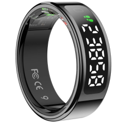 Anillo inteligente leotec kör mau smart ring talla 10/ ø20mm/ notificaciones/ frecuencia cardíaca/ negro