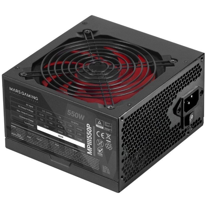 Fuente de alimentación mars gaming mpiii550p/ 550w/ ventilador 12cm Fuente de alimentación mars gaming mpiii550p/ 550w/ ventilador 12cm