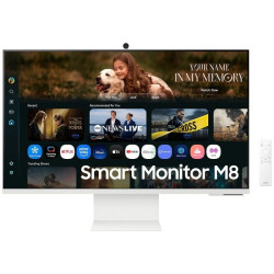 Smart monitor samsung m8 m80f s32fm801uu 32'/ 4k/ multimedia/ regulable en altura/ smart tv/ webcam/ blanco