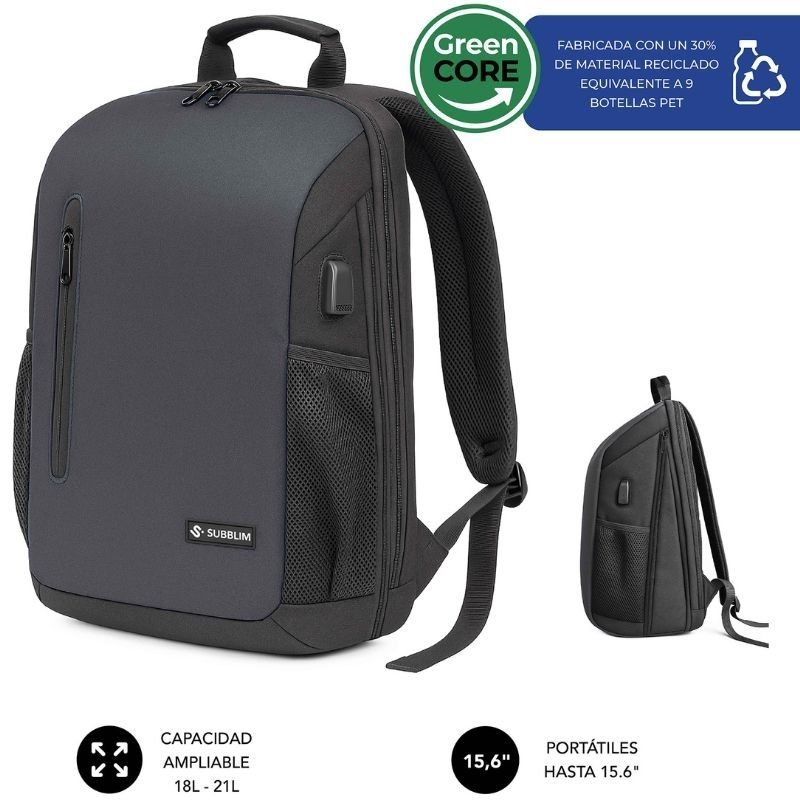 Mochila subblim xpand air padding backpack para portátiles hasta 15.6'/ puerto usb/ negro Mochila subblim xpand air padding backpack para portátiles hasta 15.6'/ puerto usb/ negro