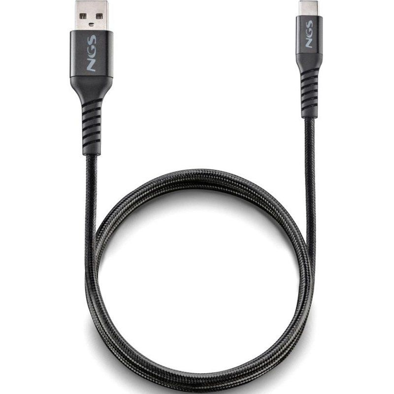 Cable usb 2.0 ngs knot-ac/ usb macho - usb tipo-c macho/ hasta 12w/ 480mbps/ 1m/ negro