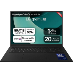 Portátil lg gram 17zd90t-g.ax78b intel core ultra 7-255h/ 16gb/ 1tb ssd/ 17'/ sin sistema operativo