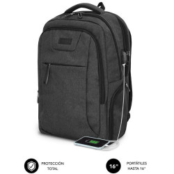 Mochila subblim professional air padding backpack para portátiles hasta 16'/ puerto usb/ negra