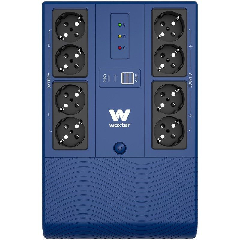 Sai línea interactiva woxter multibase ups 800 va/ 800va-480w/ 8 salidas/ formato torre