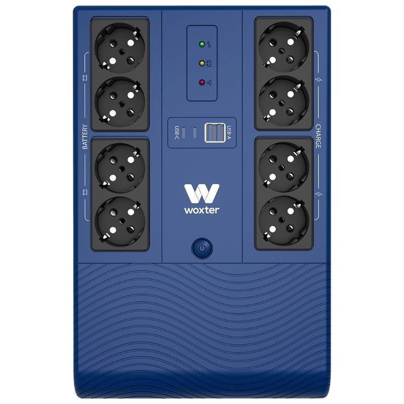 Sai línea interactiva woxter multibase ups 1200 va/ 1200va-720w/ 8 salidas/ formato torre