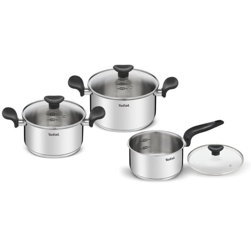 Batería de cocina tefal primary e308s674/ cazo ø16cm/ cacerola ø18cm/ cacerola ø20cm/ aluminio/ apta para inducción