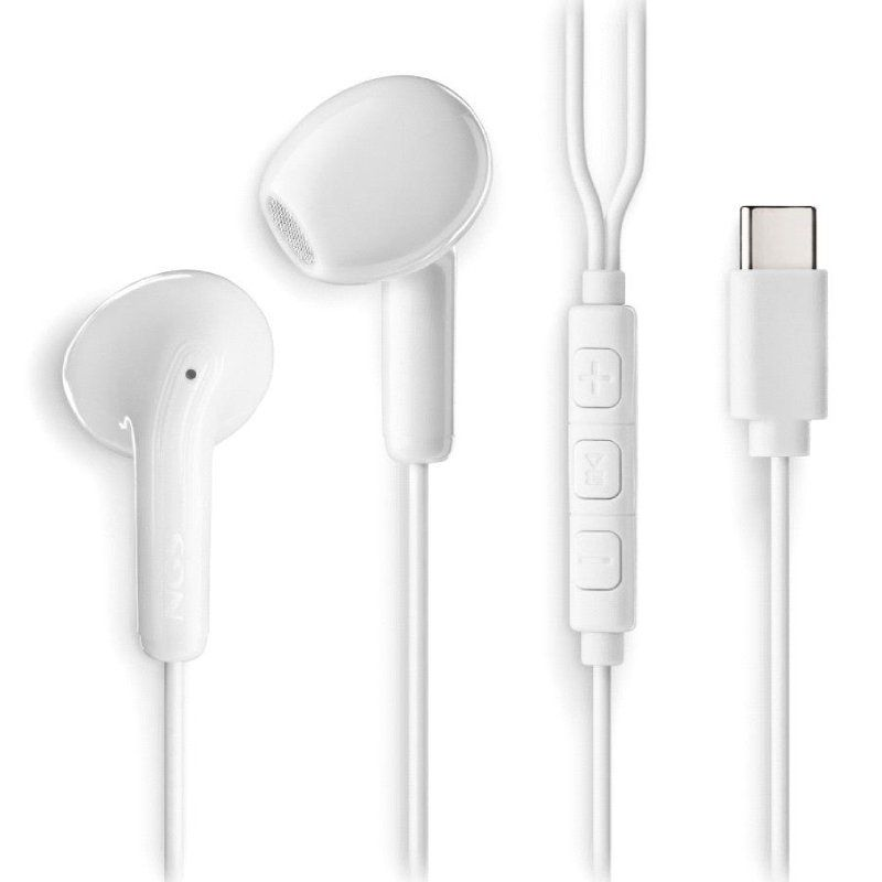 Auriculares intrauditivos ngs cross glide/ con micrófono/ usb tipo-c/ blancos